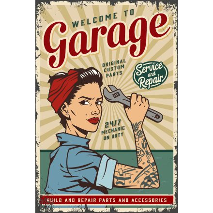 Fém tábla - welcome garage