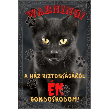 Fém tábla - black cat