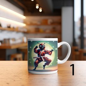 Karatés bögre (katica)